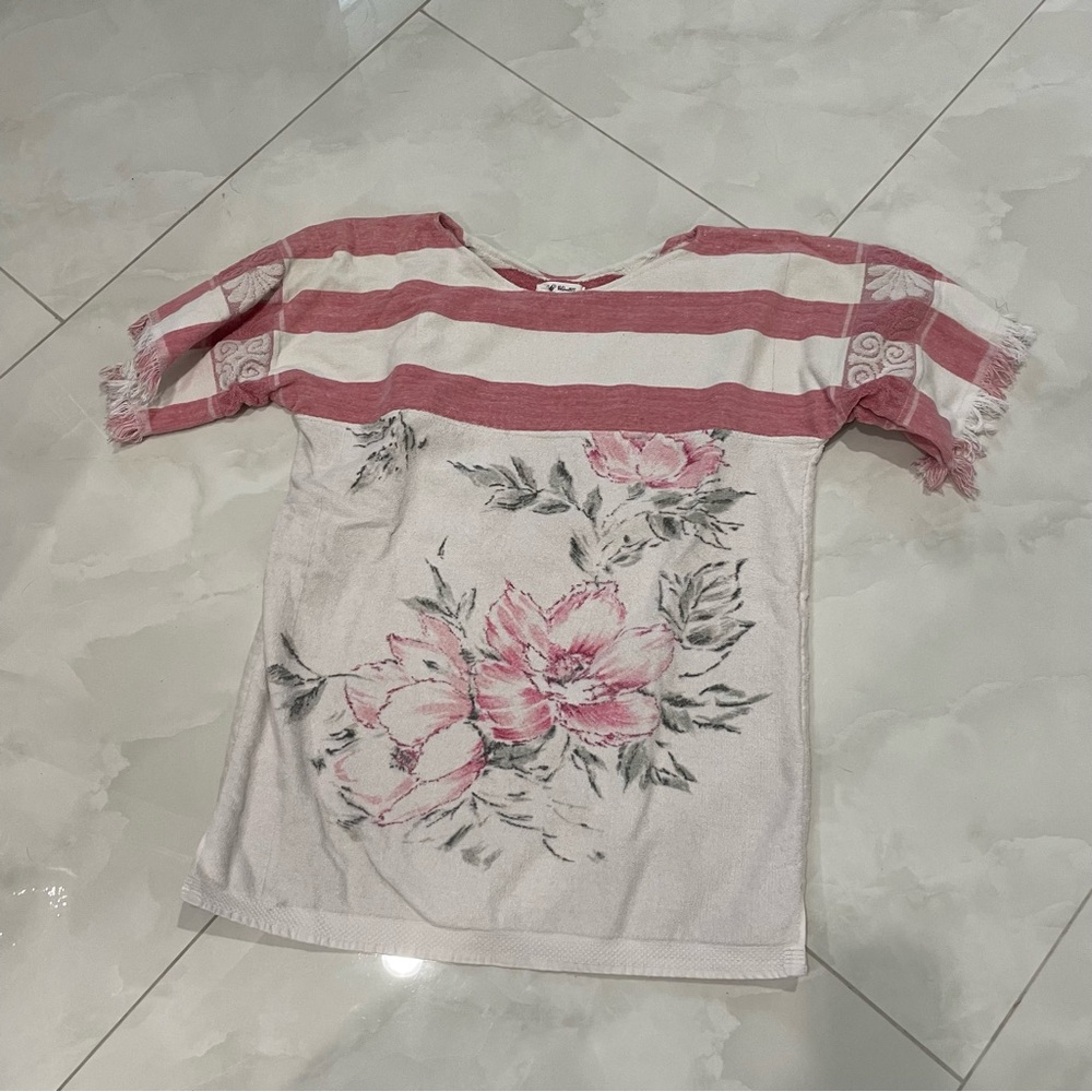 Vintage towel dress pink stripes